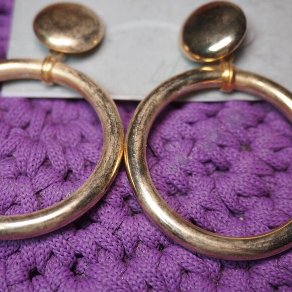 Encore Womens Gold Stud And Thick Hoop Dangle Vintage Metal Earrings - Picture 2 of 3